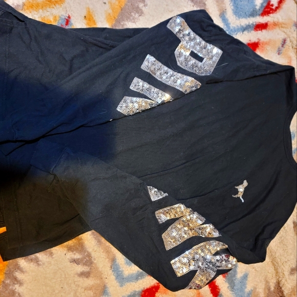 Pink open back sequin shirt m/l - Picture 1 of 2